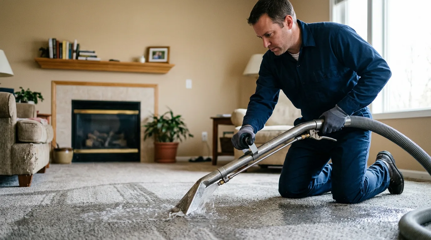 Water damage restoration technician working near Coggon, IA